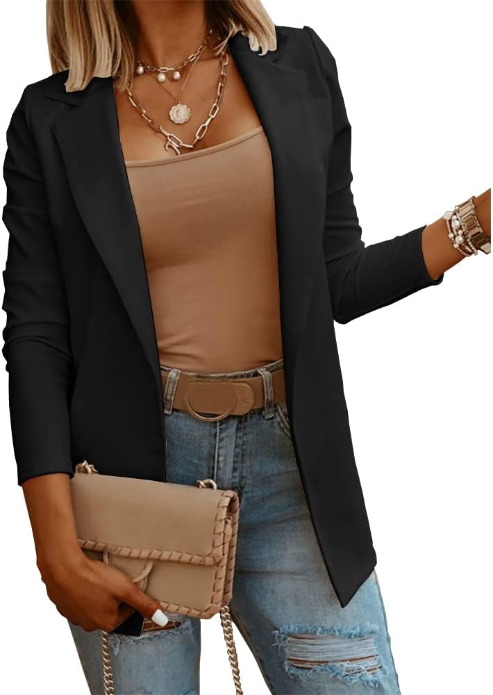 Zimonto - Womens Casual Long Sleeve Blazers Solid Color Knit Blazer Work Office Open Front Blazer Jacket Import Single ASIN Import Multiple ASIN ×Product customization General Description Gallery Reviews Variations Additional details Prod Blazers