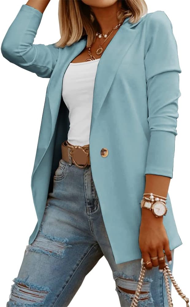 Zimonto - Womens Casual Long Sleeve Blazers Solid Color Knit Blazer Work Office Open Front Blazer Jacket Import Single ASIN Import Multiple ASIN ×Product customization General Description Gallery Reviews Variations Additional details Prod Blazers