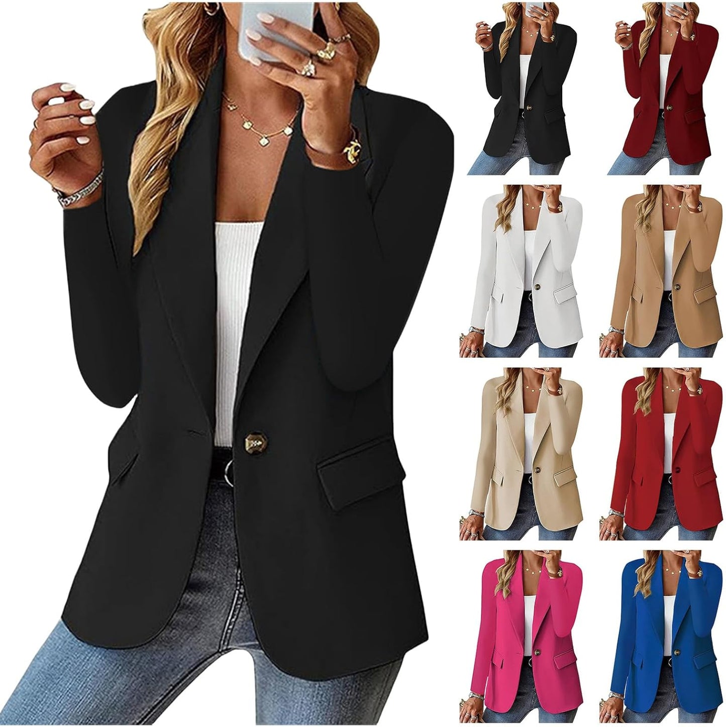 Generic - Women's Casual Blazers Business Casual Jackets Long Sleeve Cardigan Work Suit Spring Blazer Import Single ASIN Import Multiple ASIN ×Product customization General Description Gallery Reviews Variations Additional details Product Blazers