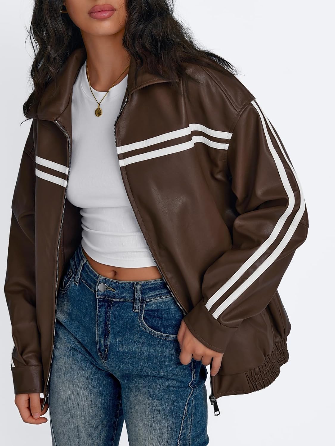 Zimonto - Trendy Queen Leather Jackets Women Oversized Faux Motorcycle Bomber Jackets Coats Fall Winter Outfits Fashion Clothes 2025 Import Single ASIN Import Multiple ASIN ×Product customization General Description Gallery Reviews Variat Leather & Faux Leather