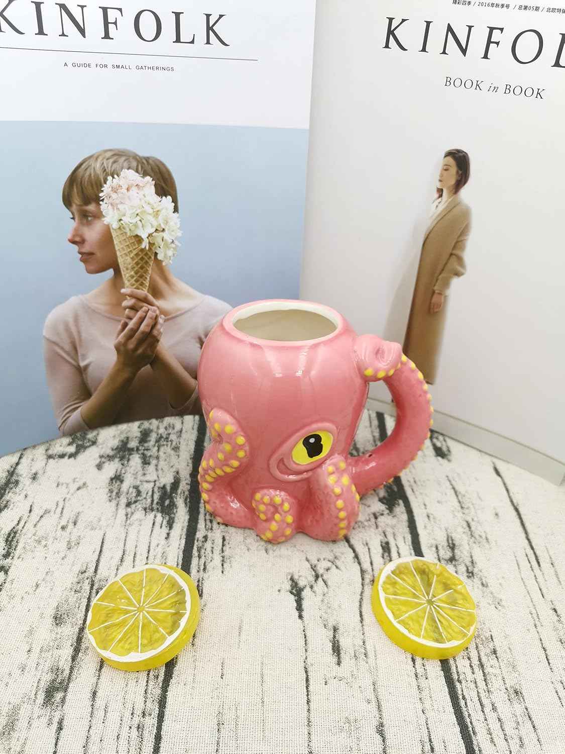 Pink Octopus Mug Whimsical Ceramic Joy for Drinks