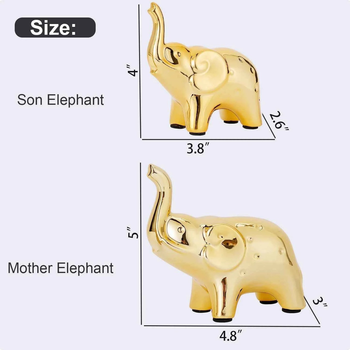 Lucky Elephant Pair Ceramic Home Decor Gift