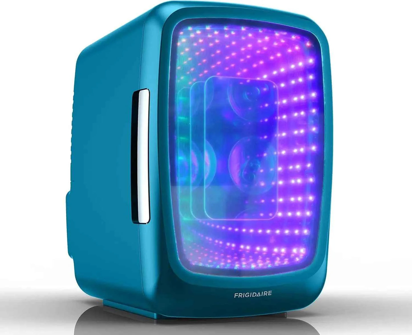 Mini Fridge, 4 Liter/6 Cans Small Refrigerator with LED Light, Gaming Light Up Mini Beverage Refrigerator, Stealth