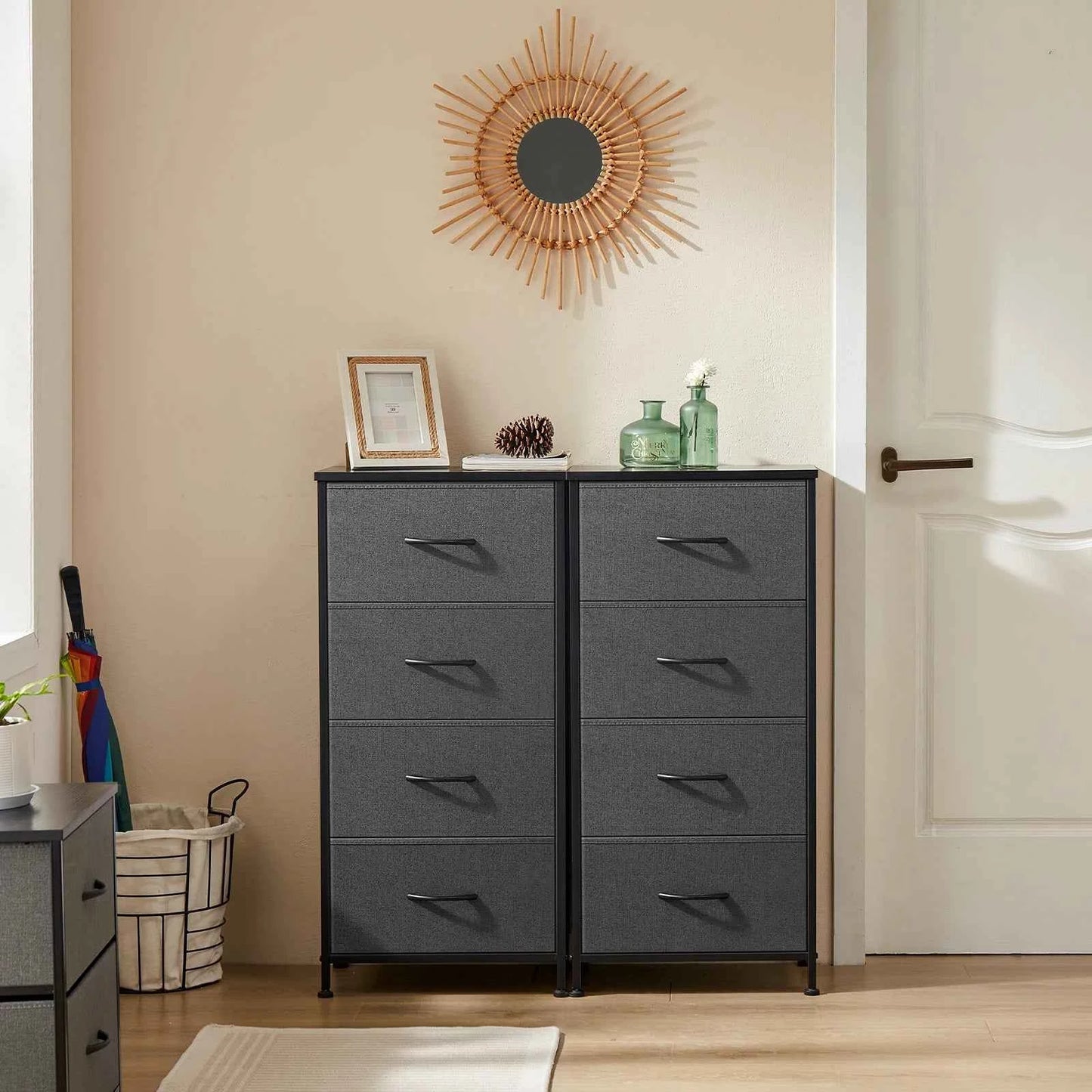 JHK Bedroom Dresser Stylish Storage Steel Frame Closet