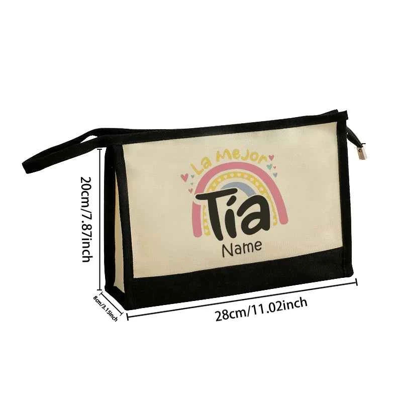 Yo Soy La Tia Loca De PABLITO Custom Name Clutch Color Block Fashion Storage Pouch with Zipper Travel Makeup Bag Organizer Gift