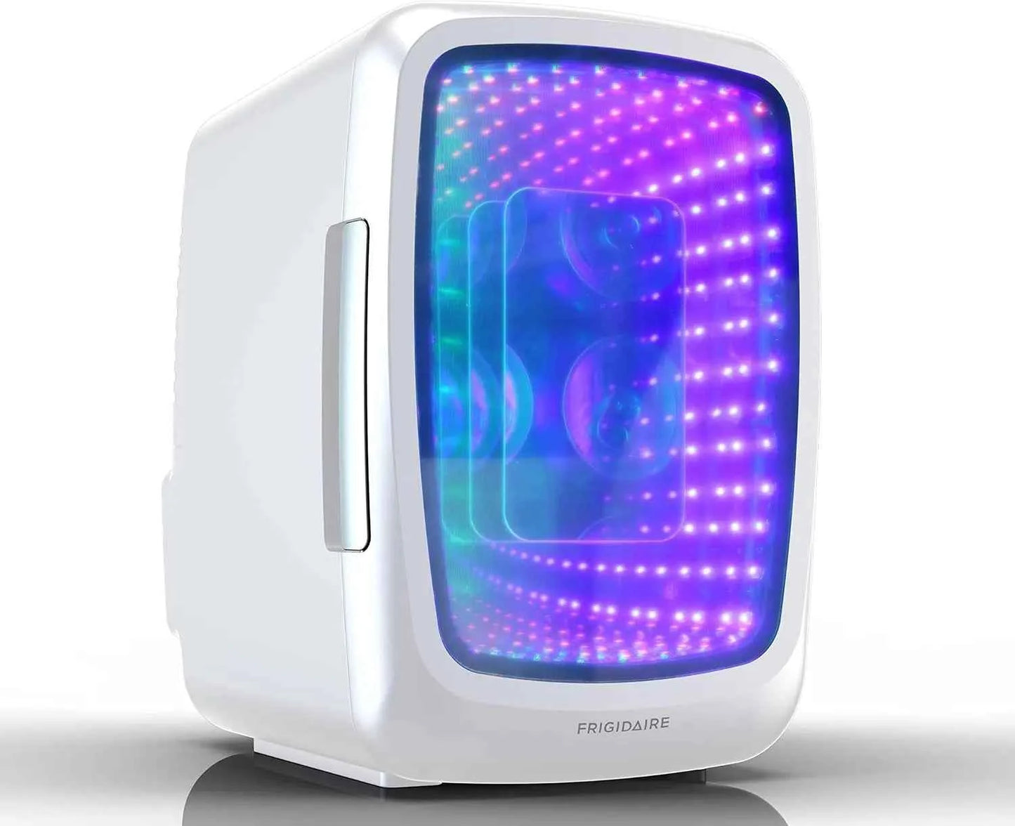 Mini Fridge, 4 Liter/6 Cans Small Refrigerator with LED Light, Gaming Light Up Mini Beverage Refrigerator, Stealth