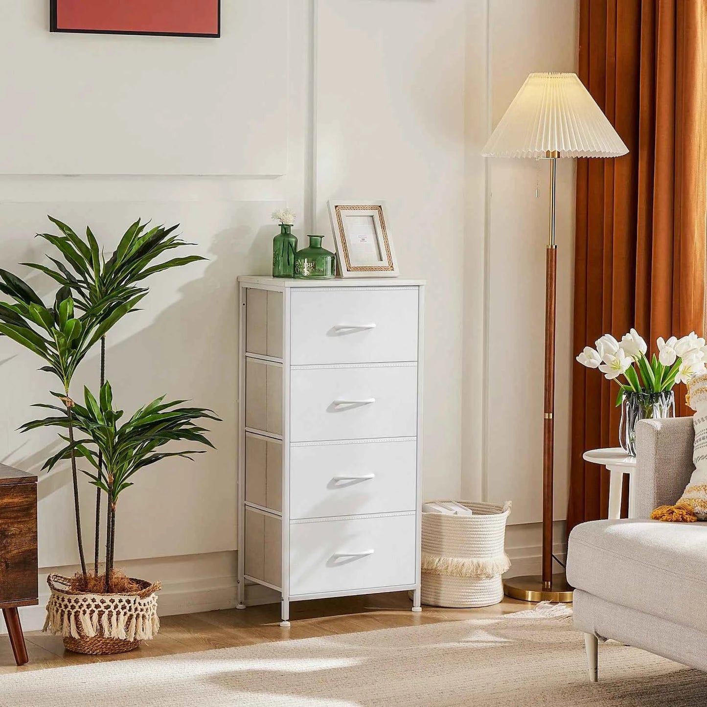 JHK Bedroom Dresser Stylish Storage Steel Frame Closet
