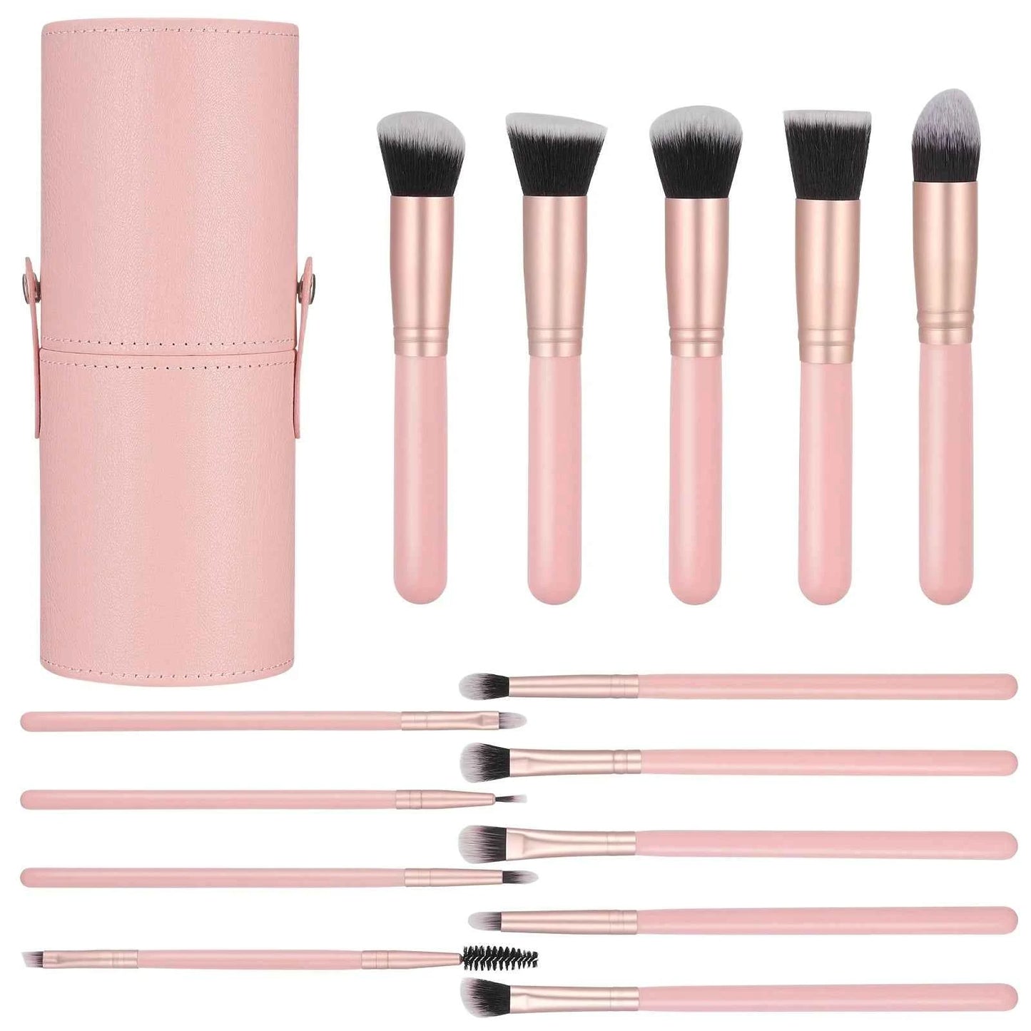 Complete Face Makeup Brush Set with Leather Case
