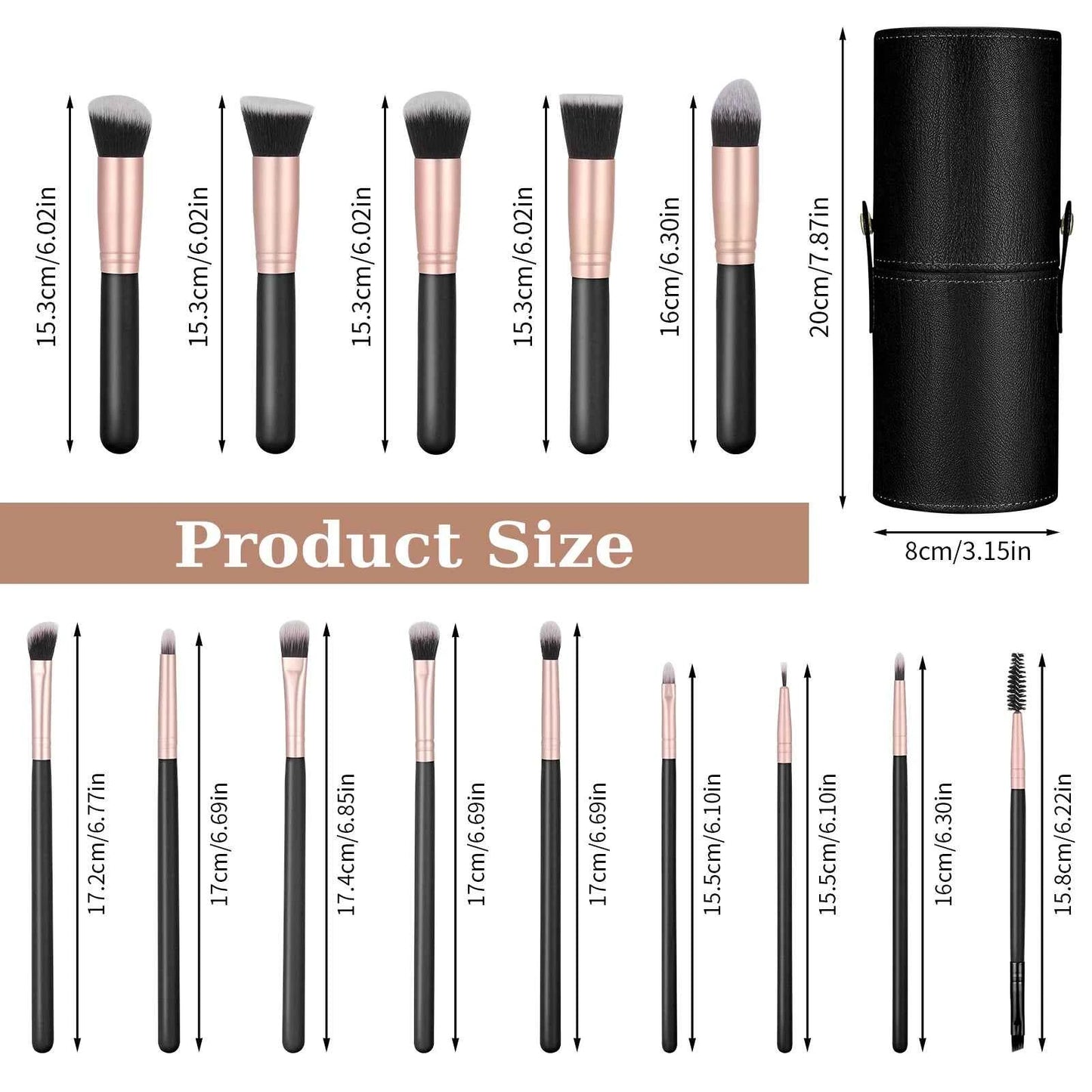 Complete Face Makeup Brush Set with Leather Case