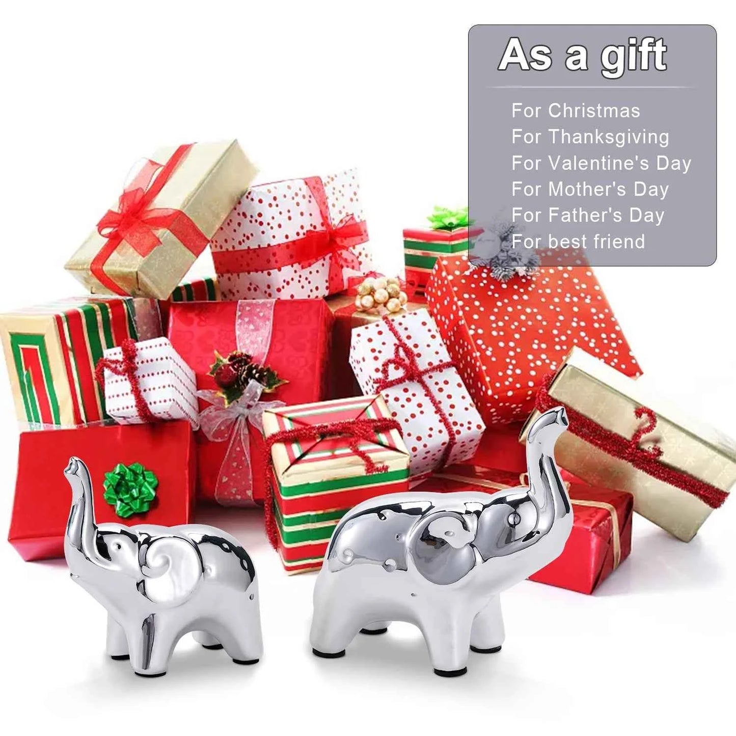 Lucky Elephant Pair Ceramic Home Decor Gift