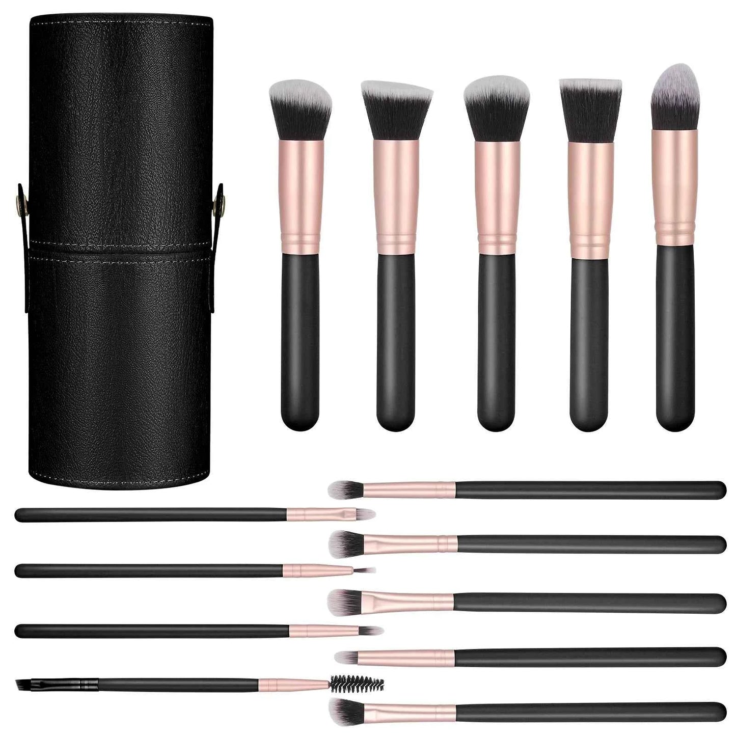 Complete Face Makeup Brush Set with Leather Case