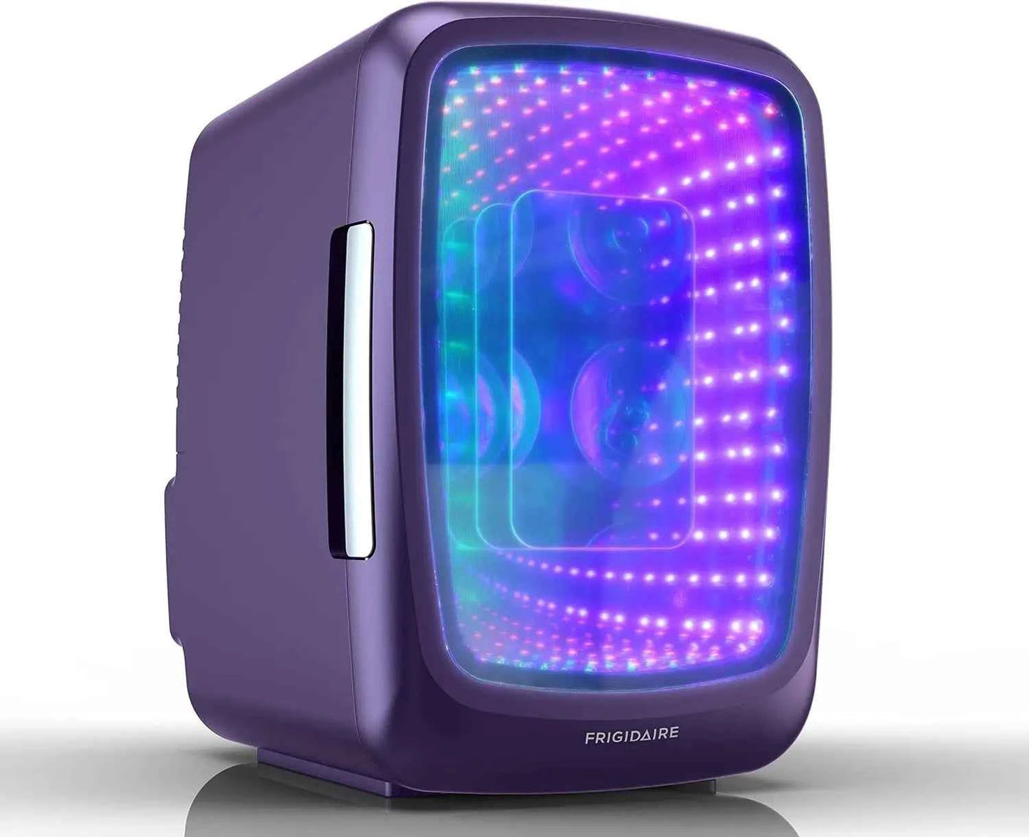 Mini Fridge, 4 Liter/6 Cans Small Refrigerator with LED Light, Gaming Light Up Mini Beverage Refrigerator, Stealth