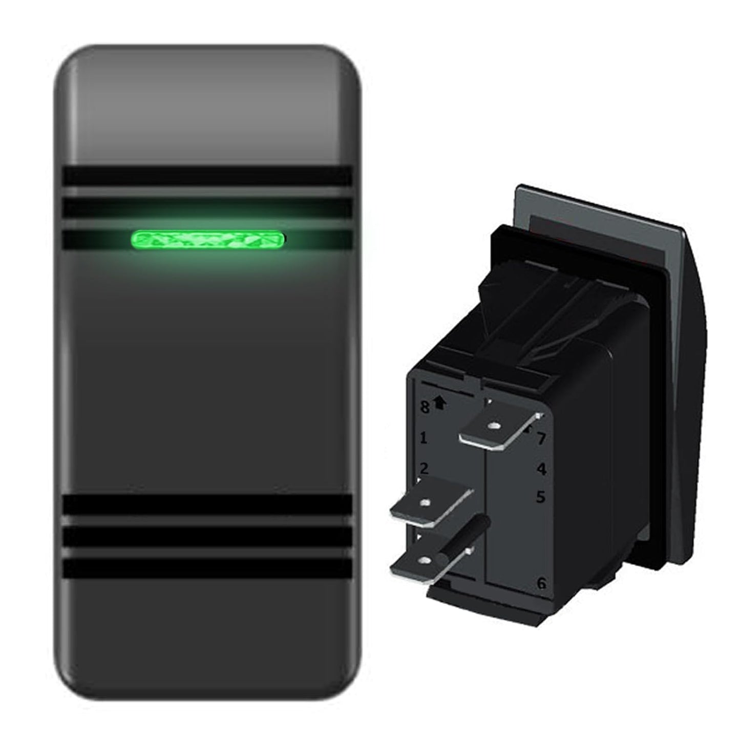 Zimonto 12V 24V boat rocker switch with illuminated green LED for easy visibility