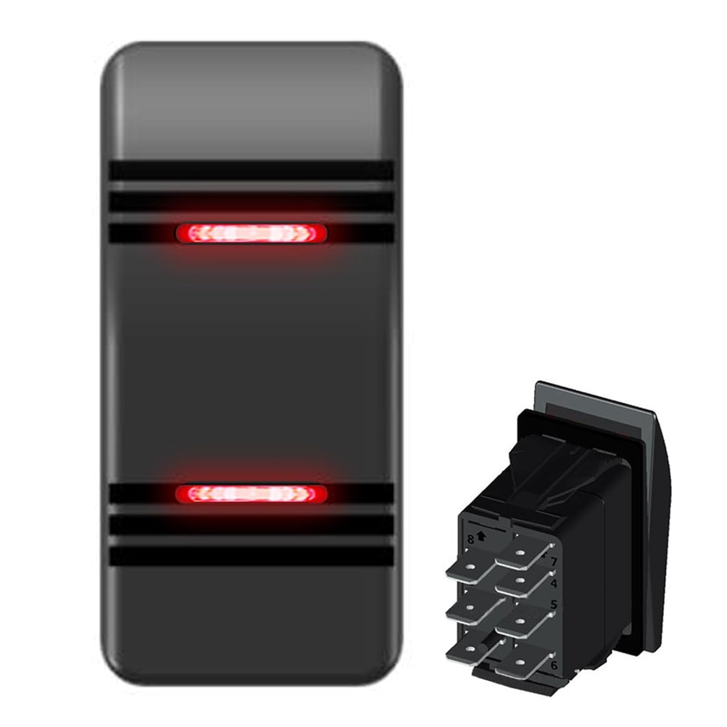Zimonto 12V 24V boat rocker switch with two red indicator lights for easy visibility