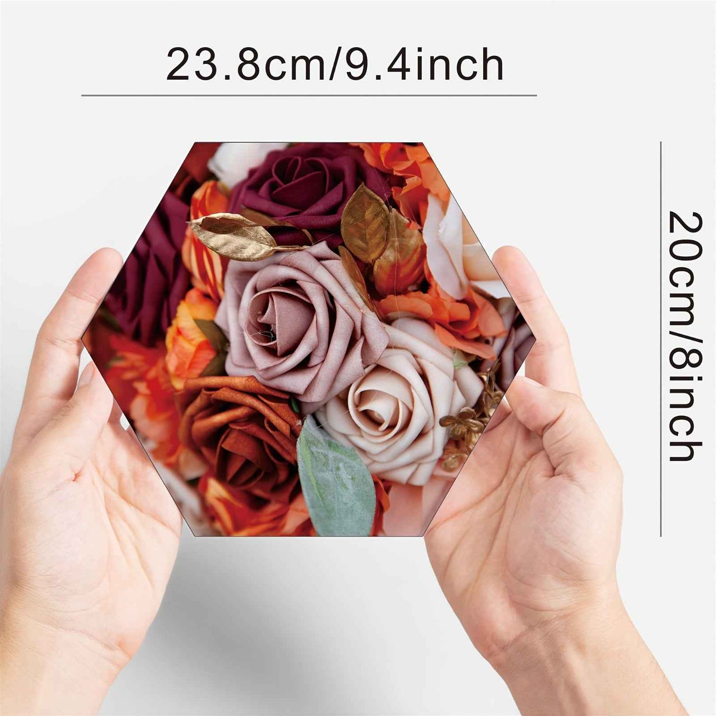 Custom Photo Hexagon Tile Print, Personalized Wall Art, 9.4x8 Inch Picture, Collage, Family Photo Gift, Adhesive Mount, No Damage