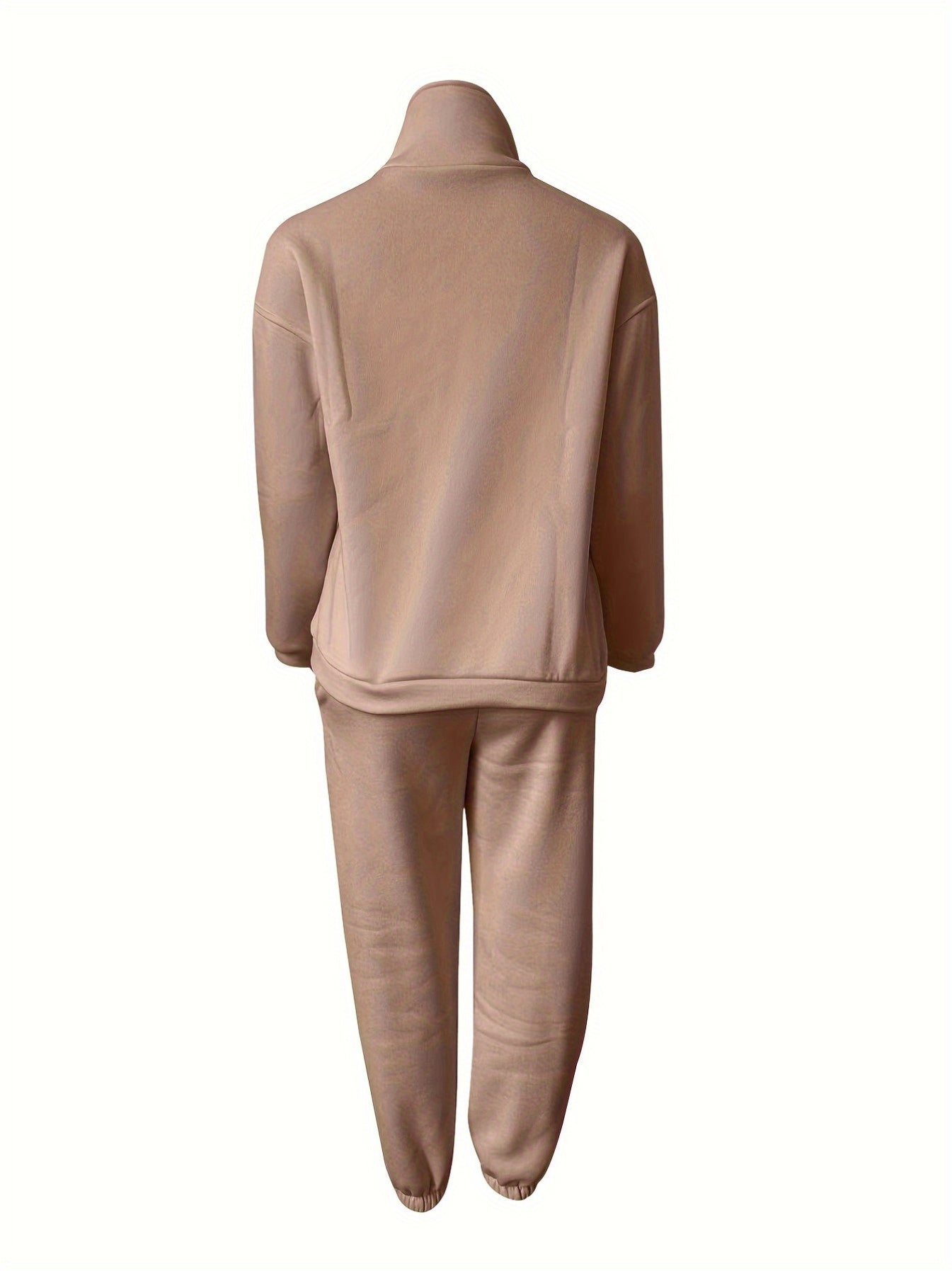 imms1k-9f - Chic Womens Solid Color ZipUp Hoodie Set