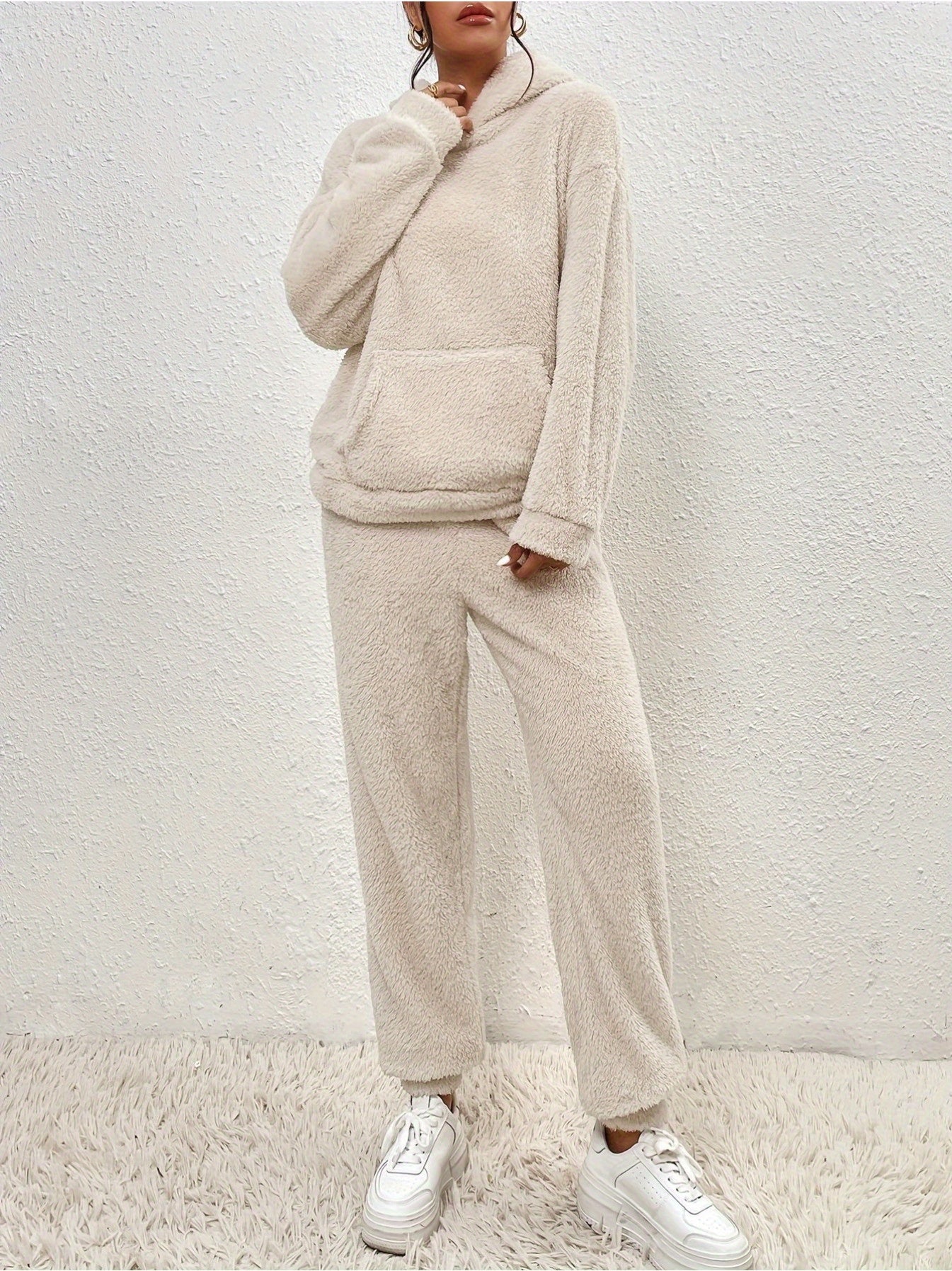 imms1k-9f - Cozy Soft Fleece Hooded Top Pants Set