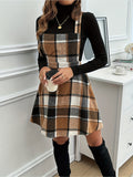 imms1k-9f - Chic ALine Plaid Dress with Cross Straps