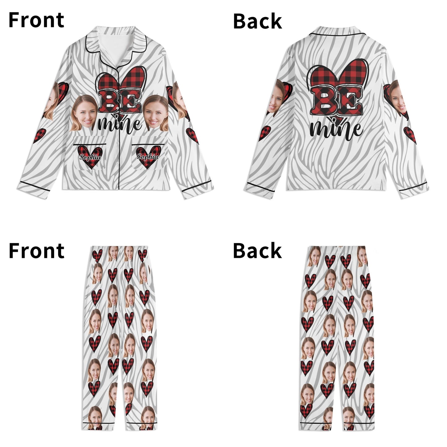 popcustoms - Unisex Long Sleeve Adult Nightwear Pajama Set