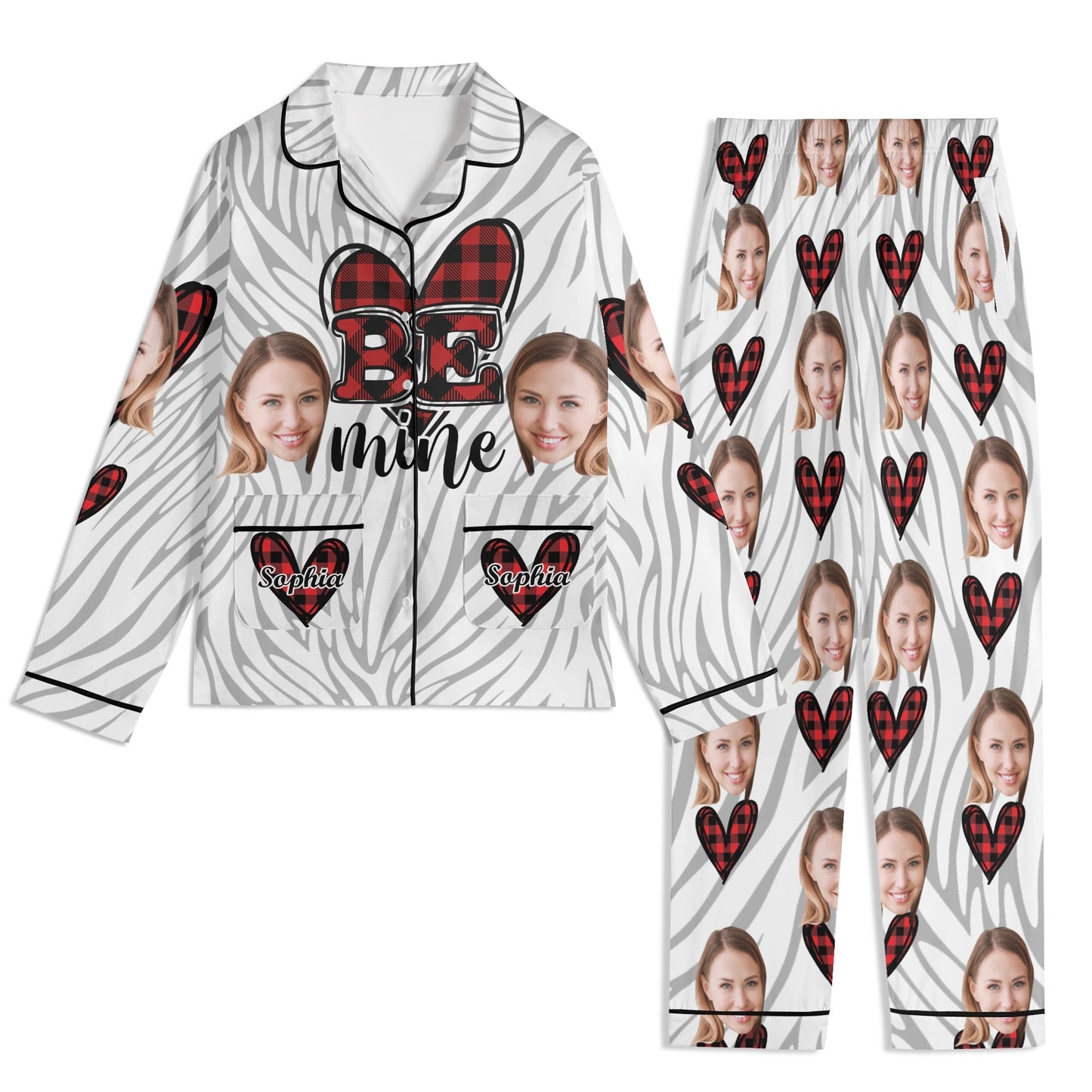 popcustoms - Unisex Long Sleeve Adult Nightwear Pajama Set Black