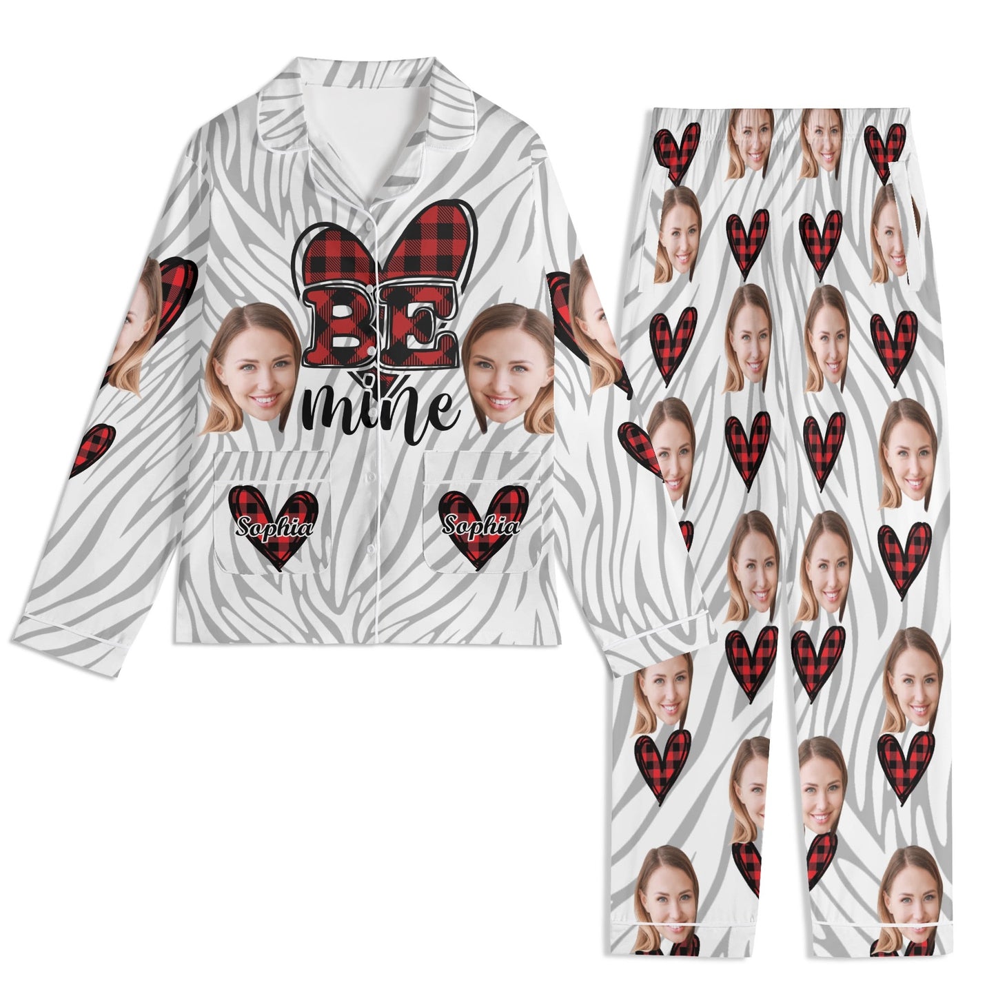 popcustoms - Unisex Long Sleeve Adult Nightwear Pajama Set White