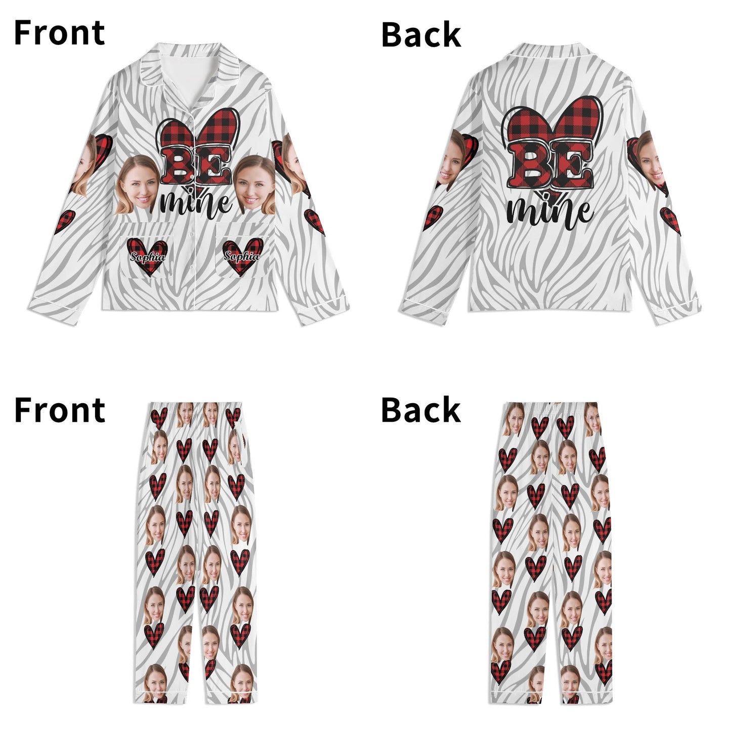 popcustoms - Unisex Long Sleeve Adult Nightwear Pajama Set