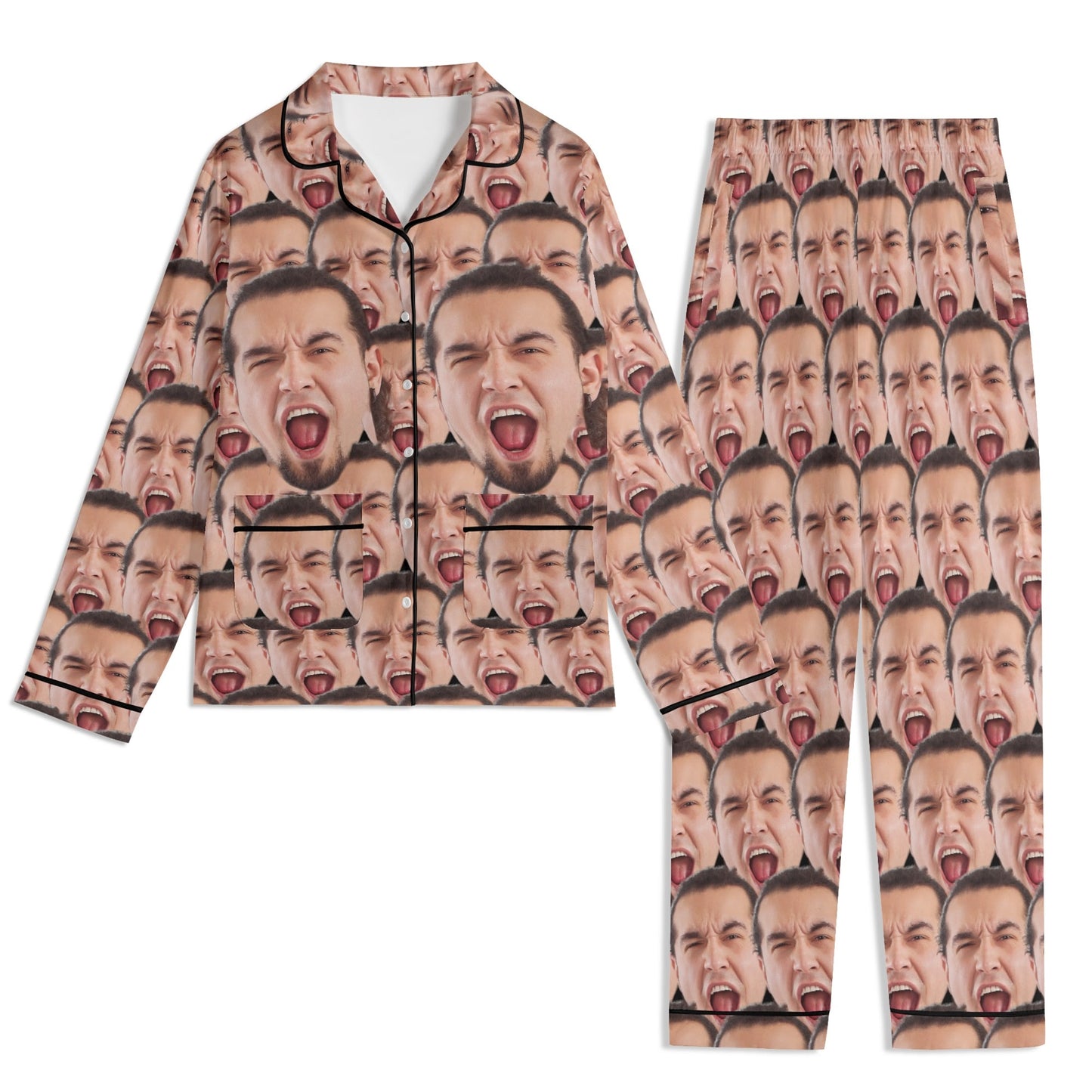 popcustoms - Unisex Long Sleeve Adult Nightwear Pajama Set Black