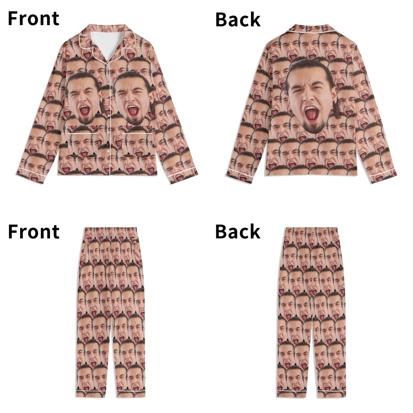 popcustoms - Unisex Long Sleeve Adult Nightwear Pajama Set