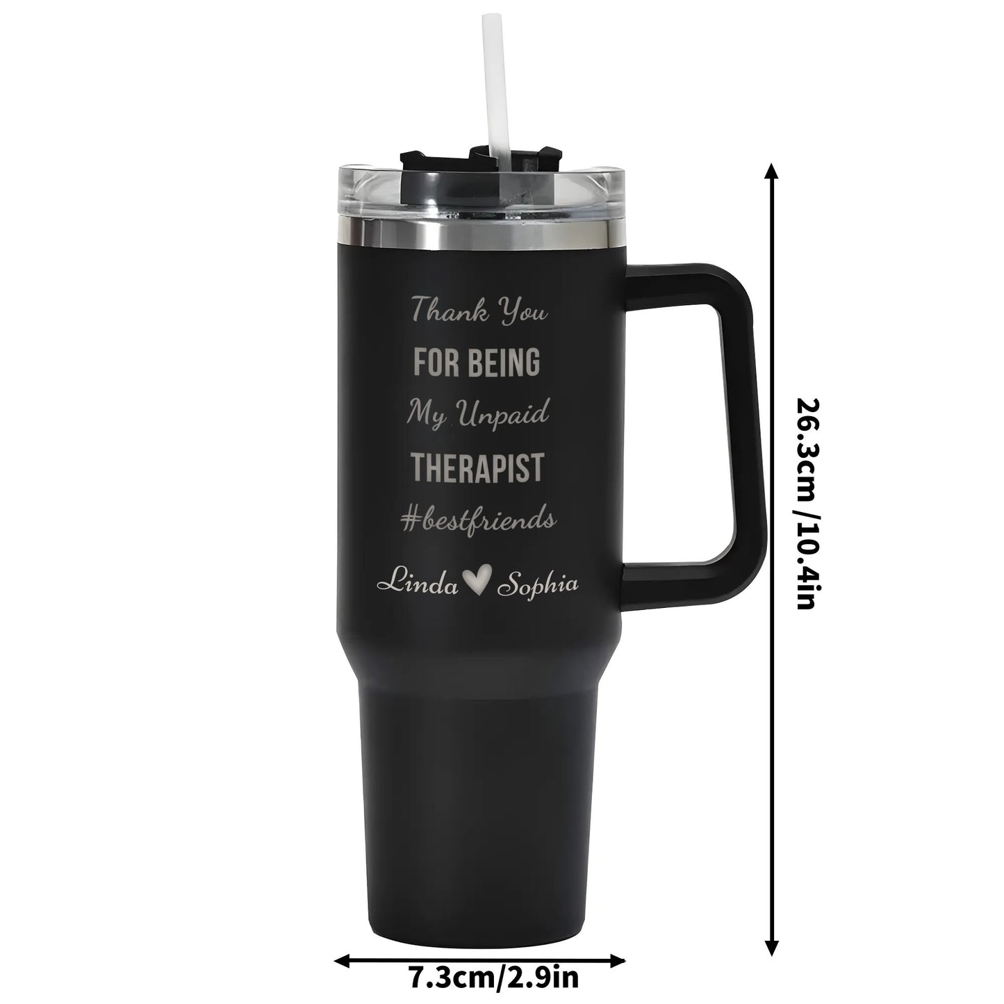 popcustoms - 40oz Stainless Steel Tumbler Travel Mug with Handle and Straw for Cup Holder