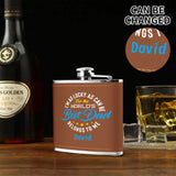popcustoms - Custom Leather Wrapped Stainless Steel 6oz Flask