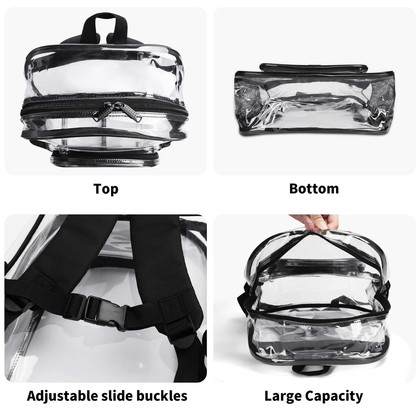 popcustoms - Large 17 Inch Clear Bag PVC See Through Transparent School Backpack