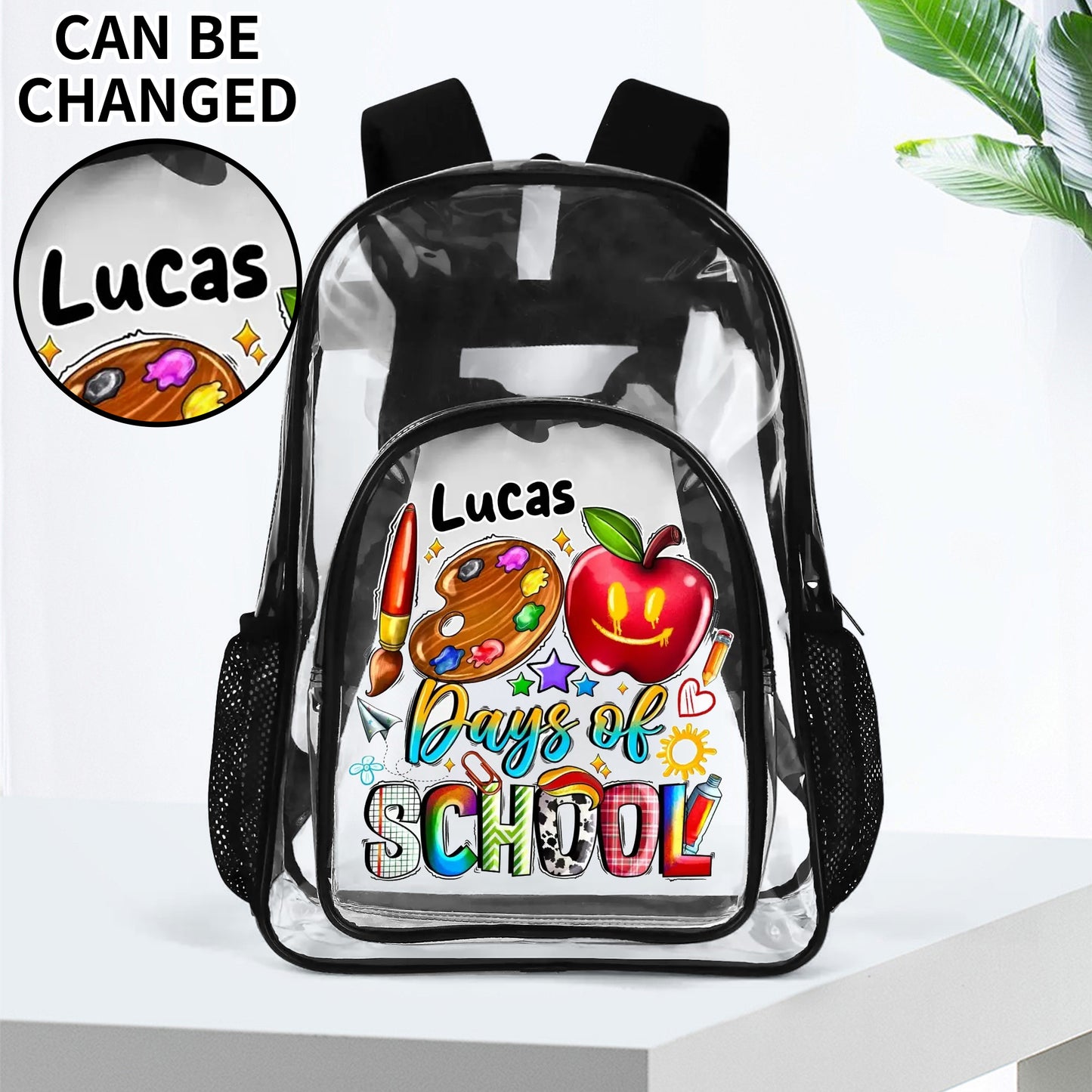 popcustoms - Large 17 Inch Clear Bag PVC See Through Transparent School Backpack