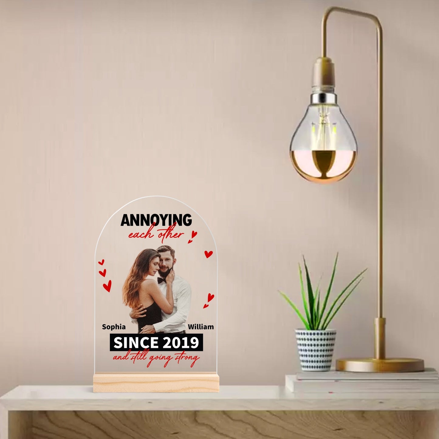 popcustoms - Personalised Lightweight Arch Acrylic Table Sign with Wood Stand Default Title