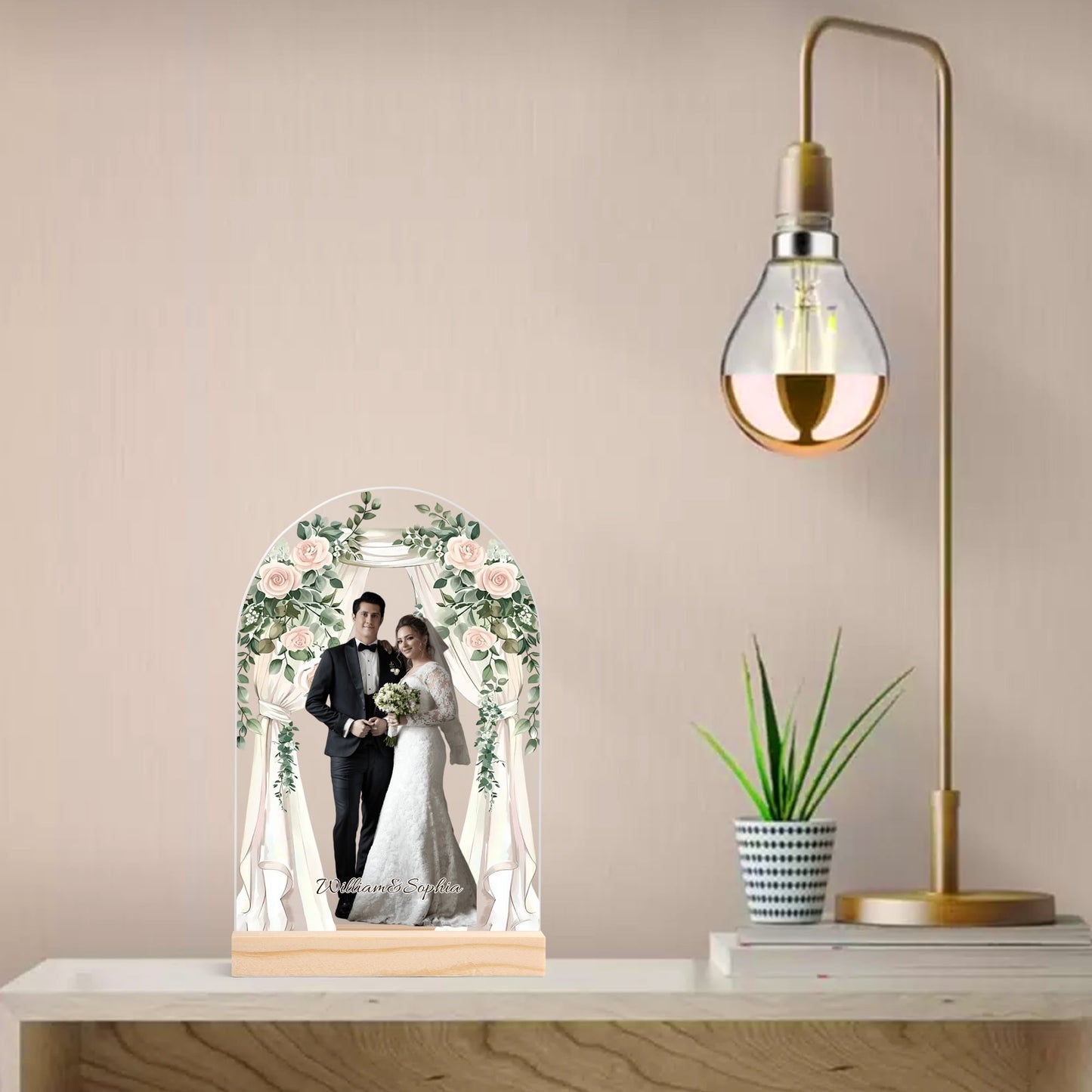 popcustoms - Personalised Lightweight Arch Acrylic Table Sign with Wood Stand Default Title