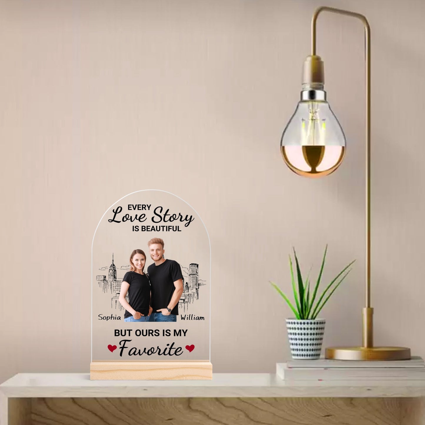 popcustoms - Personalised Lightweight Arch Acrylic Table Sign with Wood Stand Default Title