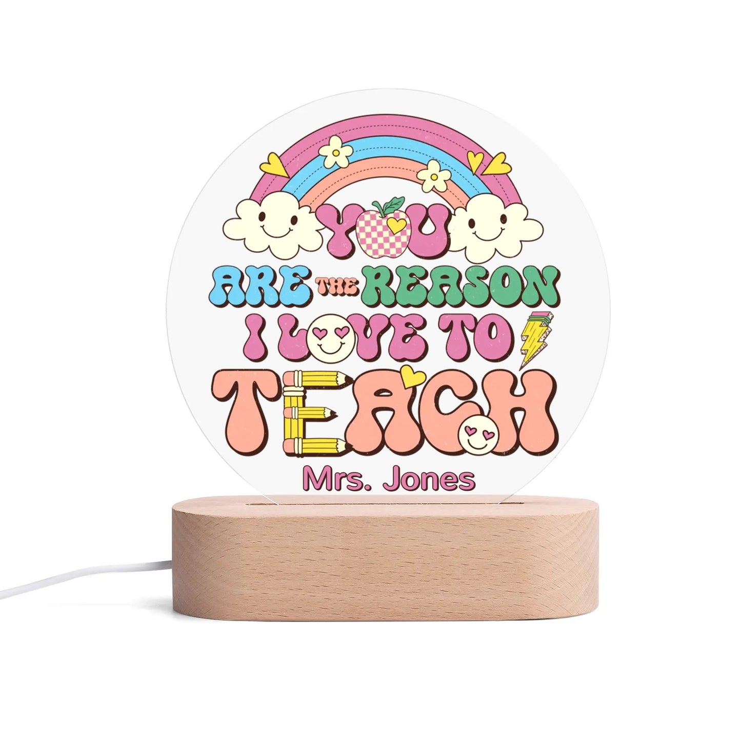 popcustoms - Personalised Name Acrylic Round Lamp Night Light Home Decor