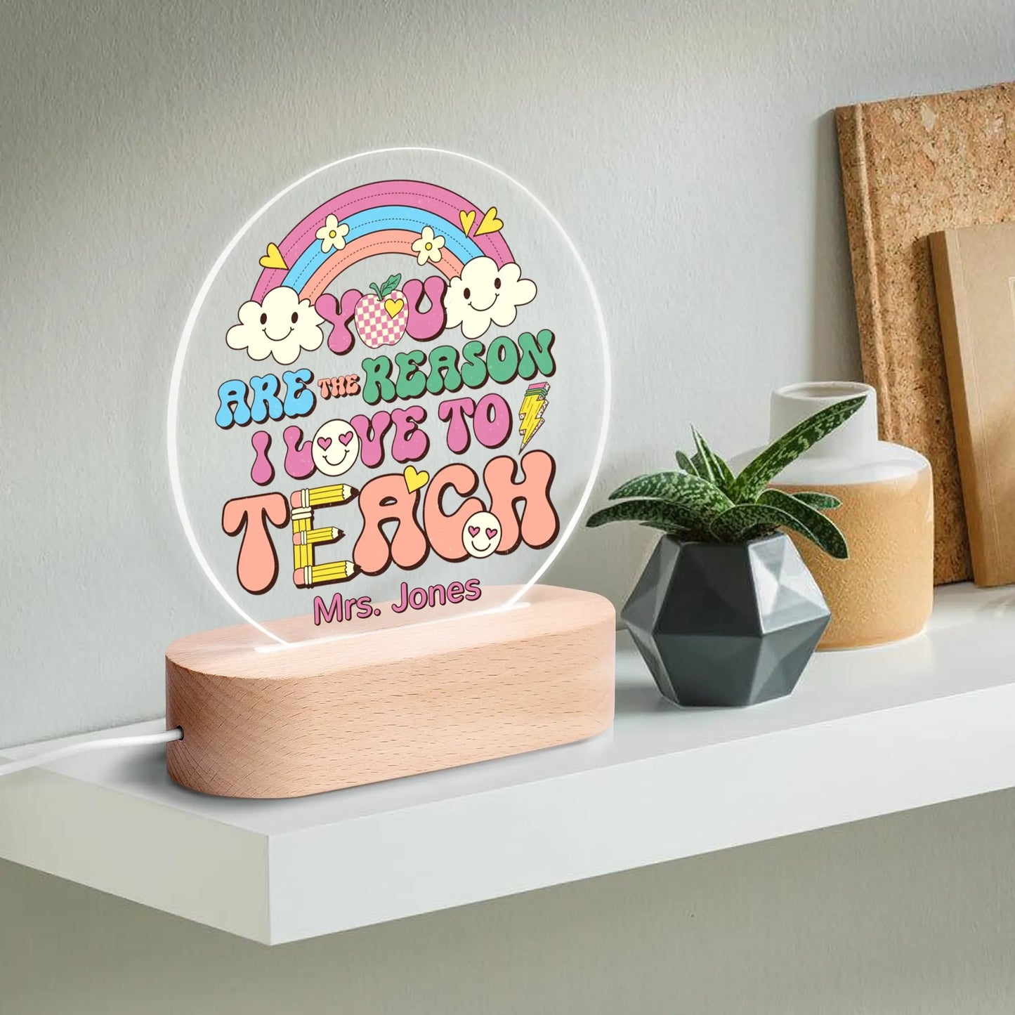 popcustoms - Personalised Name Acrylic Round Lamp Night Light Home Decor