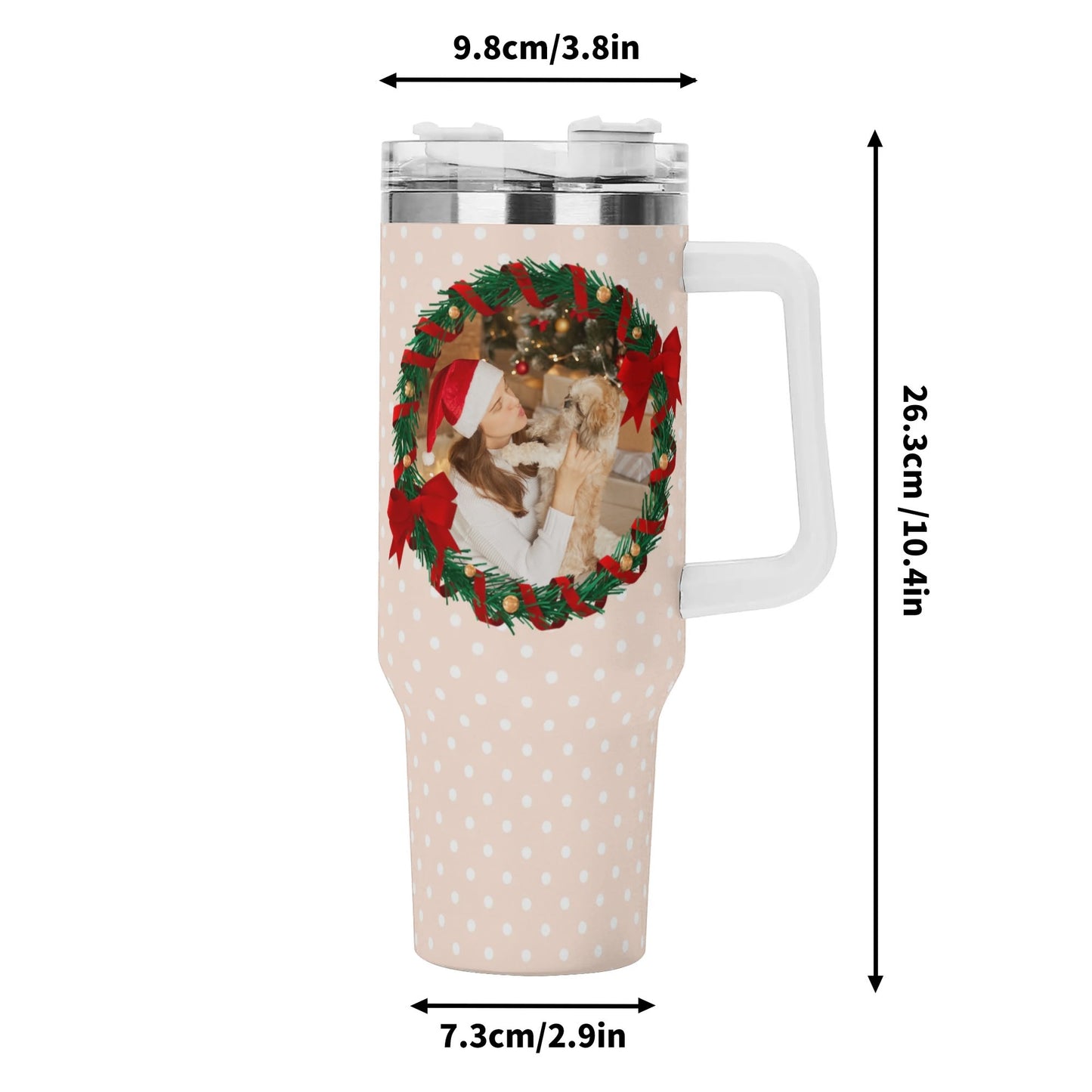popcustoms - Personalized 40oz Stainless Steel Tumbler Gift With White Handle and Straw