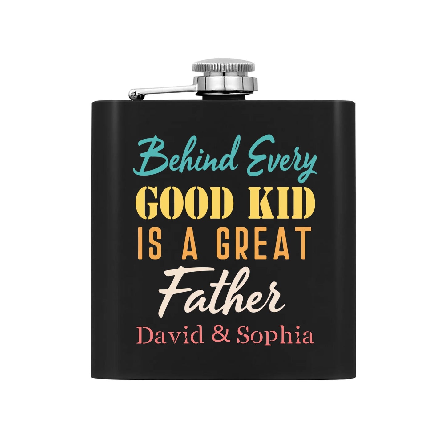 popcustoms - Personalized Hip Flask Set 7oz Black Stainless Steel with A Gift Box
