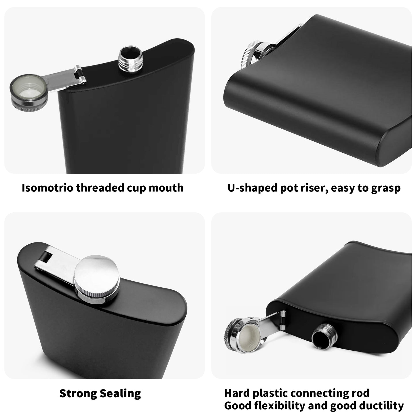 popcustoms - Personalized Hip Flask Set 7oz Black Stainless Steel with A Gift Box
