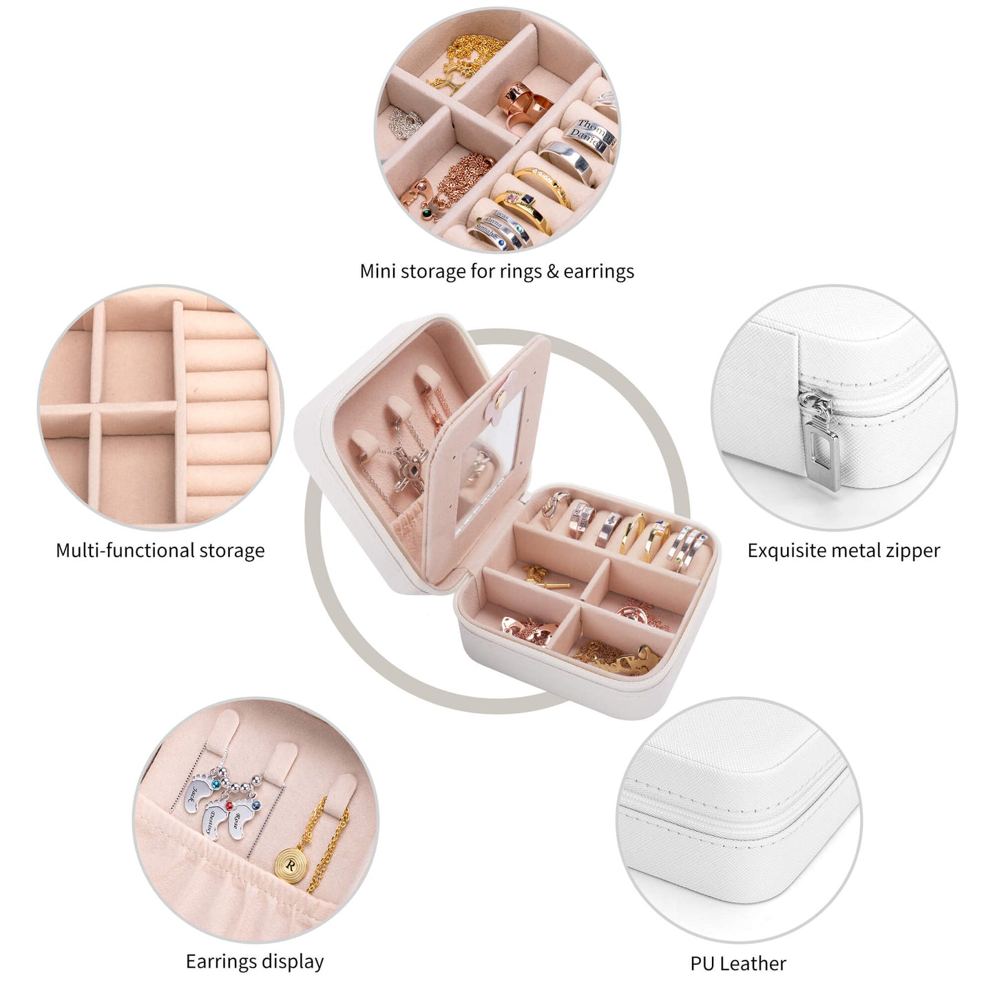 popcustoms - Personalized Jewelry Box Jewelry Case Jewelry Organizer with Mirror Gifts for Her