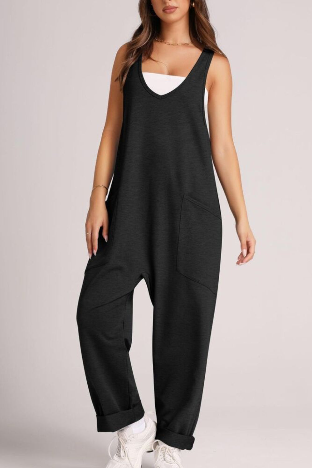 Trendsi - Lovelet V-Neck Wide Strap Overalls Black