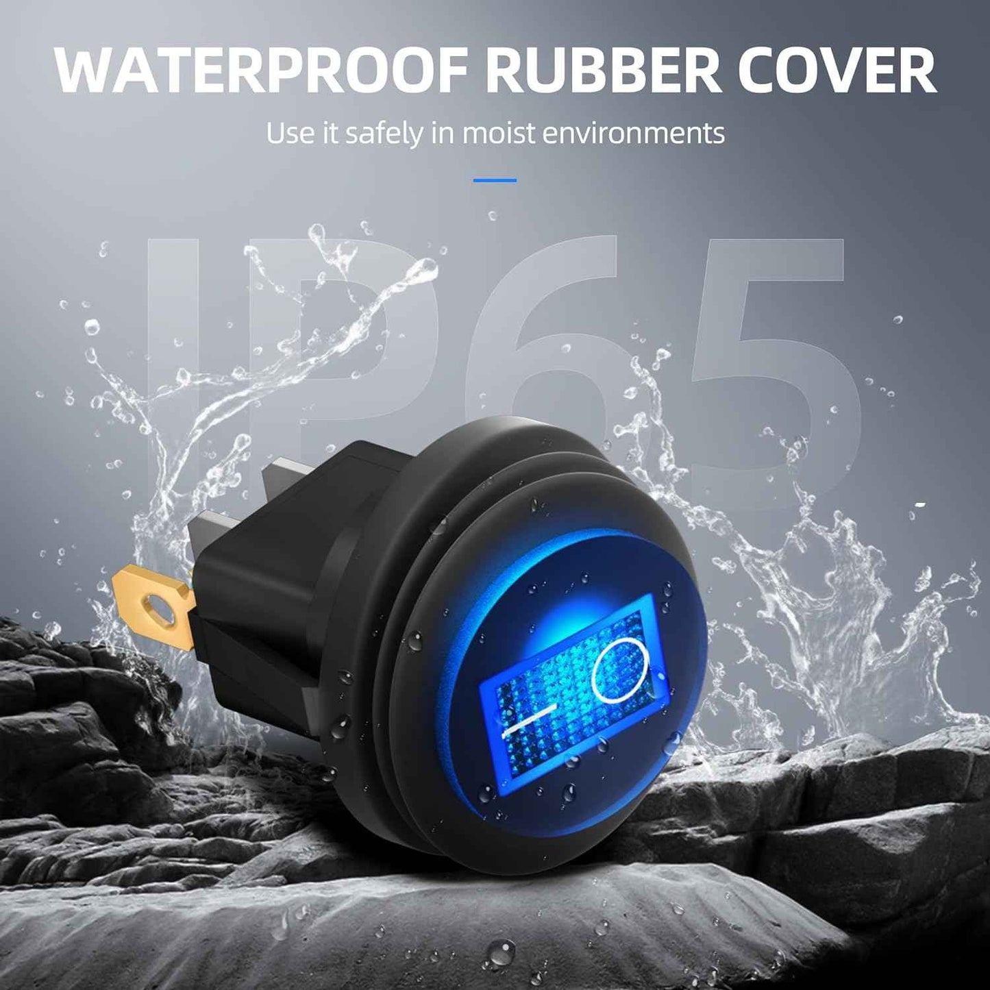 Zimonto waterproof rocker switch 12V with LED indicator and rubber cover for wet environments