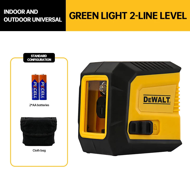 Zimonto - DEWALT Mini Laser Level 2-Line Horizontal Vertical Cross Level Green Light High-Precision Laser Self-Leveling Portable Tool a set
