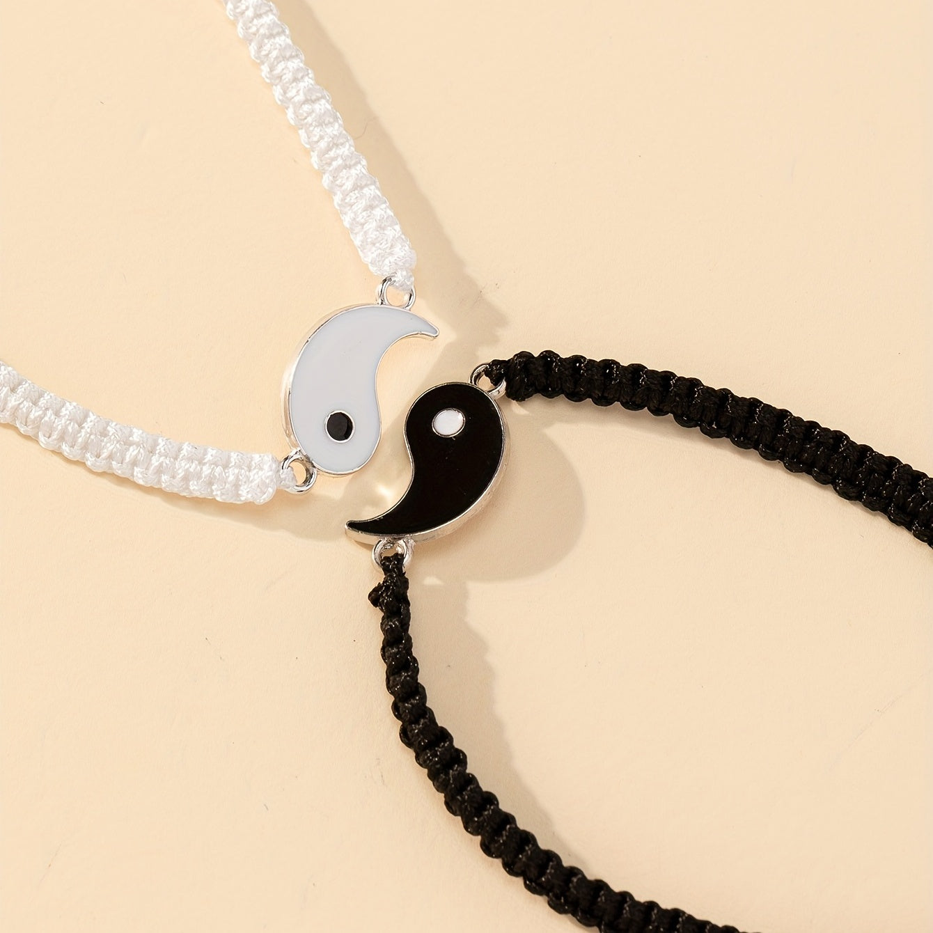Zimonto - 2 Pcs/Set Adjustable Yin Yang Tai Chi Matching Friendship Bracelets for BFF, Boyfriend, Girlfriend - Ideal Gift for Couples