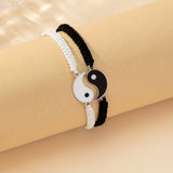 Zimonto - 2 Pcs/Set Adjustable Yin Yang Tai Chi Matching Friendship Bracelets for BFF, Boyfriend, Girlfriend - Ideal Gift for Couples
