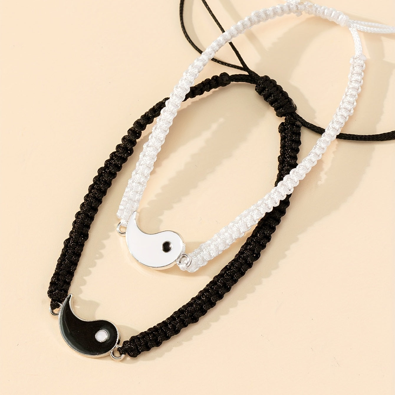 Zimonto - 2 Pcs/Set Adjustable Yin Yang Tai Chi Matching Friendship Bracelets for BFF, Boyfriend, Girlfriend - Ideal Gift for Couples