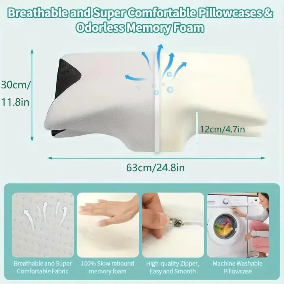 Zimonto - Butterfly Sleep Memory Neck Pillow Slow Rebound Comfortable Memory Foam Sleep Pillow Cervical Orthopedic Neck Massage Bed Pillow