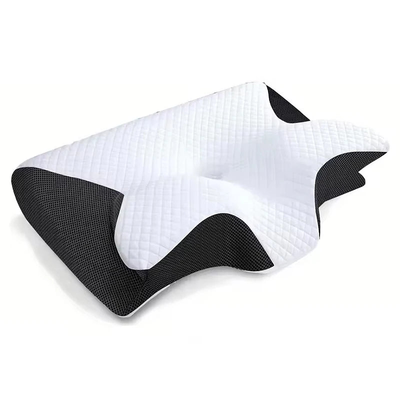 Zimonto - Butterfly Sleep Memory Neck Pillow Slow Rebound Comfortable Memory Foam Sleep Pillow Cervical Orthopedic Neck Massage Bed Pillow Black