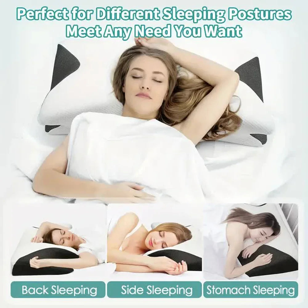 Zimonto - Butterfly Sleep Memory Neck Pillow Slow Rebound Comfortable Memory Foam Sleep Pillow Cervical Orthopedic Neck Massage Bed Pillow